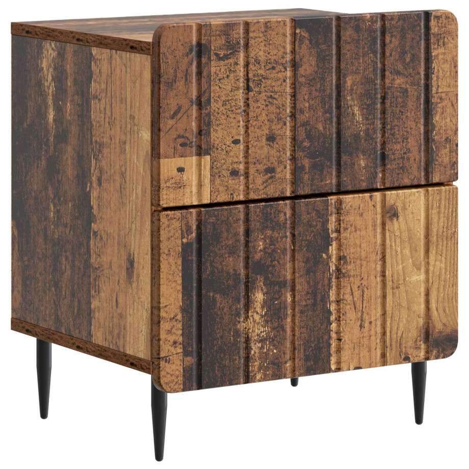 vidaXL Nachtkastje met lade Oud hout 43 x 34,5 x 49,5 cm Bewerkt hout afbeelding 1