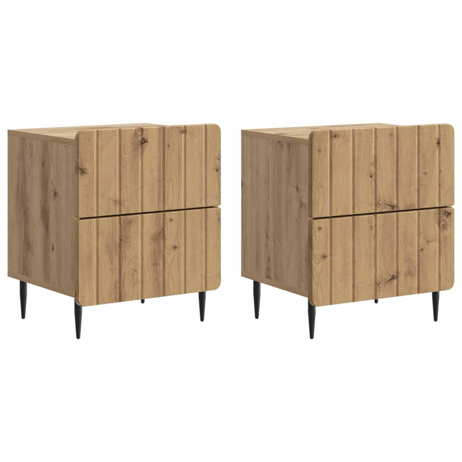 vidaXL Nachtkastje met lade 2 pcs Artisanaal eiken 43 x 34,5 x 49,5 cm afbeelding 1