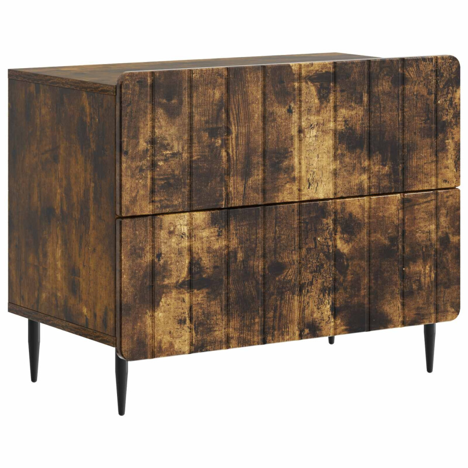 vidaXL Nachtkastje Gerookt eiken 62 x 34,5 x 49,5 cm Bewerkt hout afbeelding 1