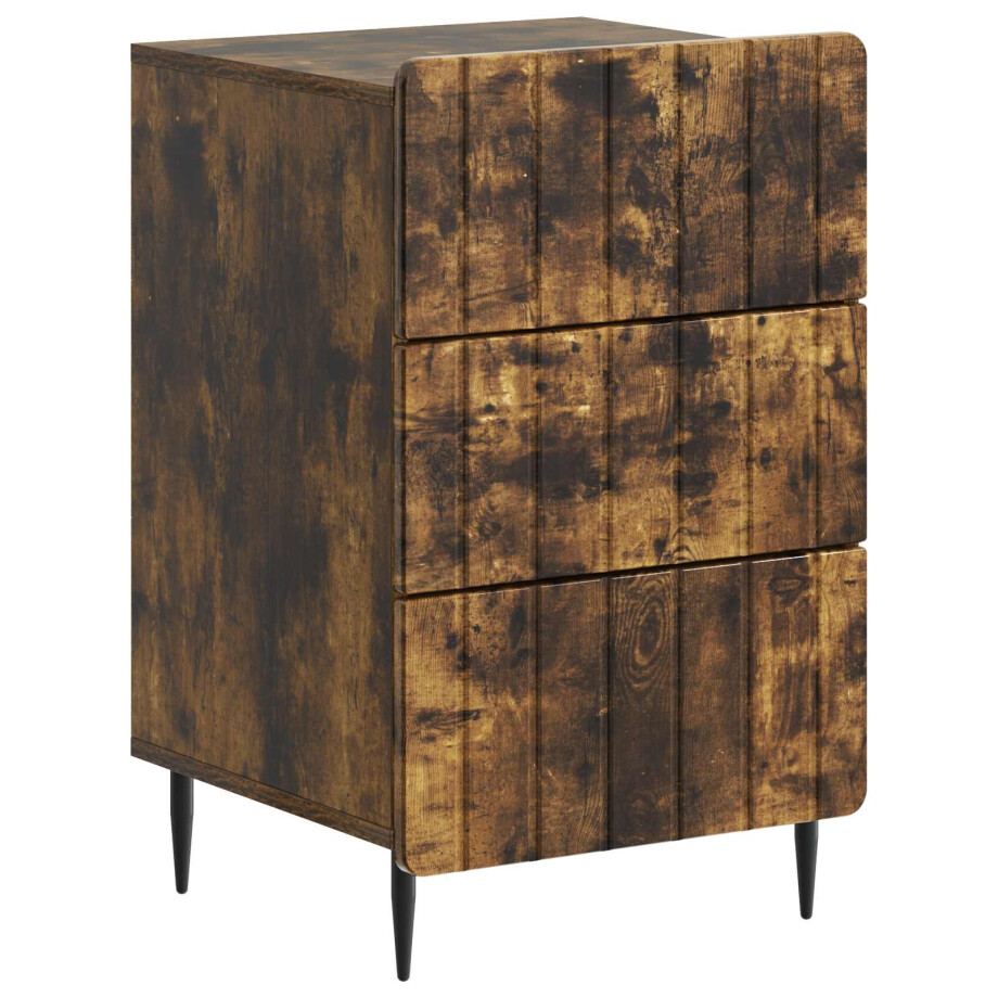 vidaXL Nachtkastje met lade Gerookt eiken 43x 41 x 68 cm Bewerkt hout afbeelding 1