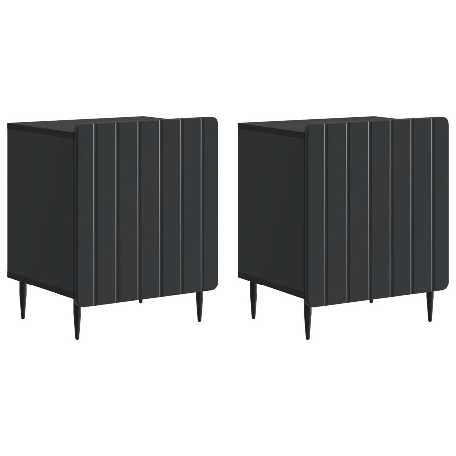 vidaXL Nachtkastje 2 pcs Zwart 43 x 34,5 x 52 cm Bewerkt hout vidaXL Nachtkastje 2 pcs Zwart 43 x 34,5 x 52 cm Bewerkt hout afbeelding 1