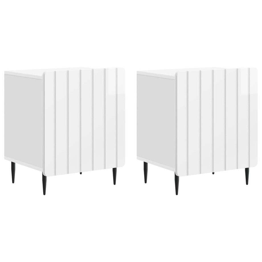 vidaXL Nachtkastje 2 pcs Hoogglans Wit 43 x 34,5 x 52 cm Bewerkt hout vidaXL Nachtkastje 2 pcs Hoogglans Wit 43 x 34,5 x 52 cm Bewerkt hout afbeelding 1