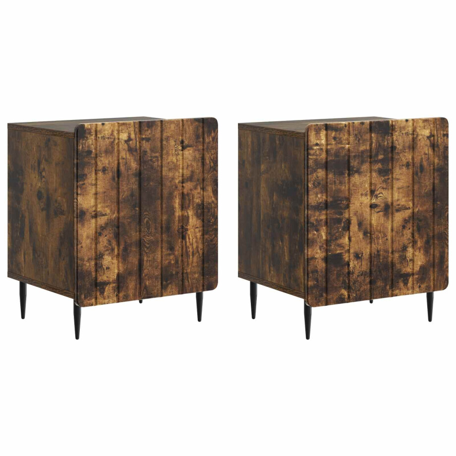 vidaXL Nachtkastje 2 pcs Gerookt eiken 43 x 34,5 x 52 cm Bewerkt hout vidaXL Nachtkastje 2 pcs Gerookt eiken 43 x 34,5 x 52 cm Bewerkt hout afbeelding 1
