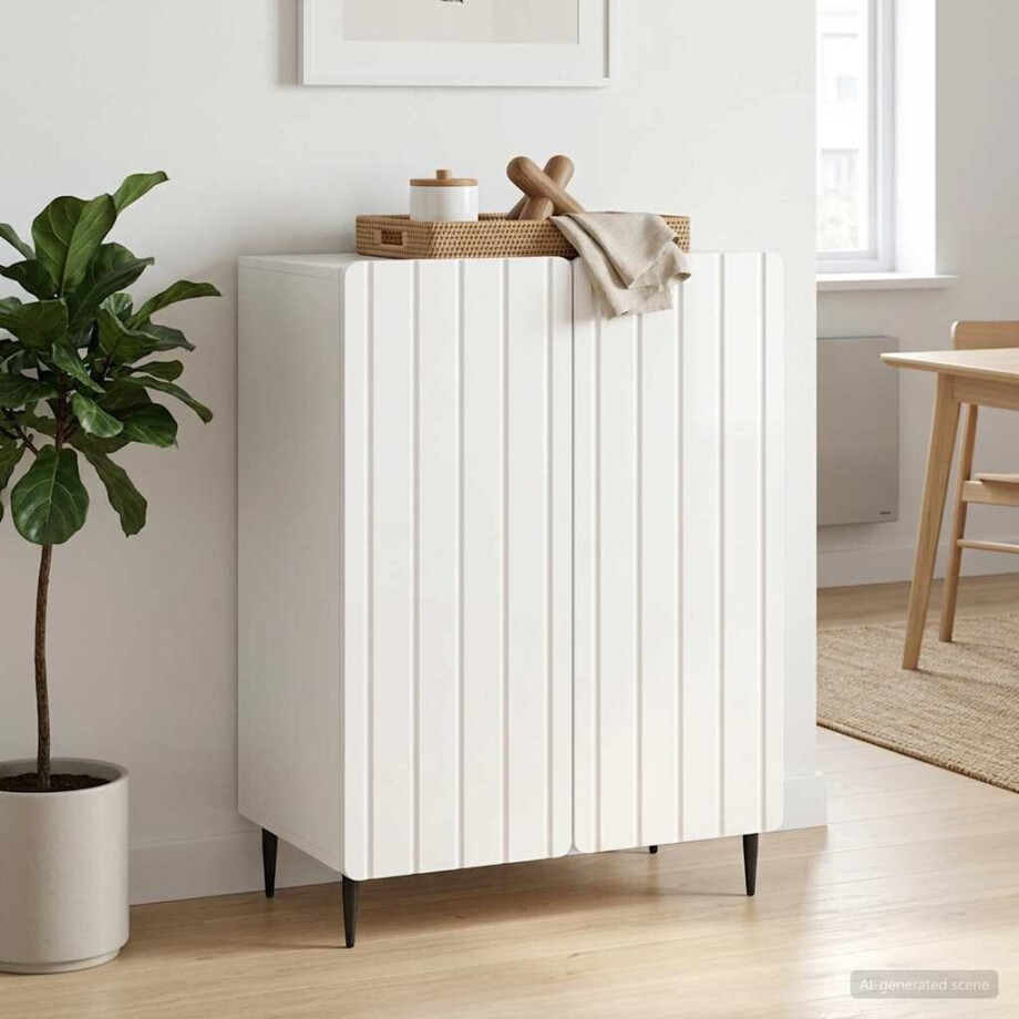 vidaXL Dressoir Hoogglans Wit 66 x 34,5 x 92 cm Bewerkt hout vidaXL Dressoir Hoogglans Wit 66 x 34,5 x 92 cm Bewerkt hout afbeelding 1