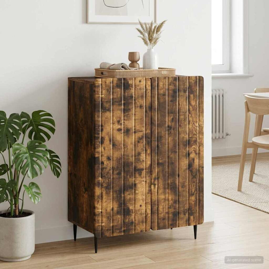 vidaXL Dressoir Gerookt eiken 66 x 34,5 x 92 cm Bewerkt hout vidaXL Dressoir Gerookt eiken 66 x 34,5 x 92 cm Bewerkt hout afbeelding 1