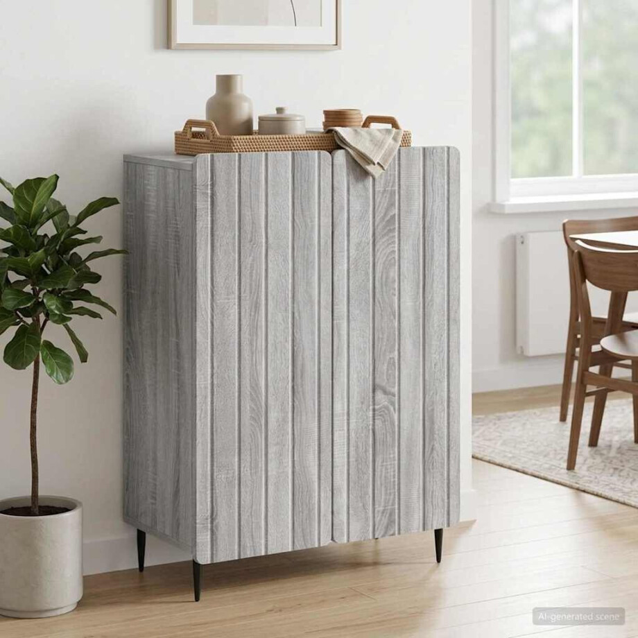 vidaXL Dressoir Grijs sonoma 66 x 34,5 x 92 cm Bewerkt hout vidaXL Dressoir Grijs sonoma 66 x 34,5 x 92 cm Bewerkt hout afbeelding 1
