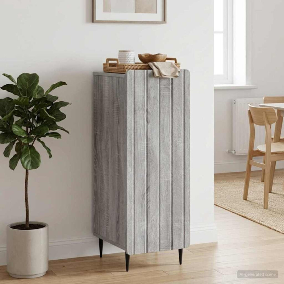 vidaXL Dressoir Grijs sonoma 34,5 x 33 x 92 cm Bewerkt hout vidaXL Dressoir Grijs sonoma 34,5 x 33 x 92 cm Bewerkt hout afbeelding 1