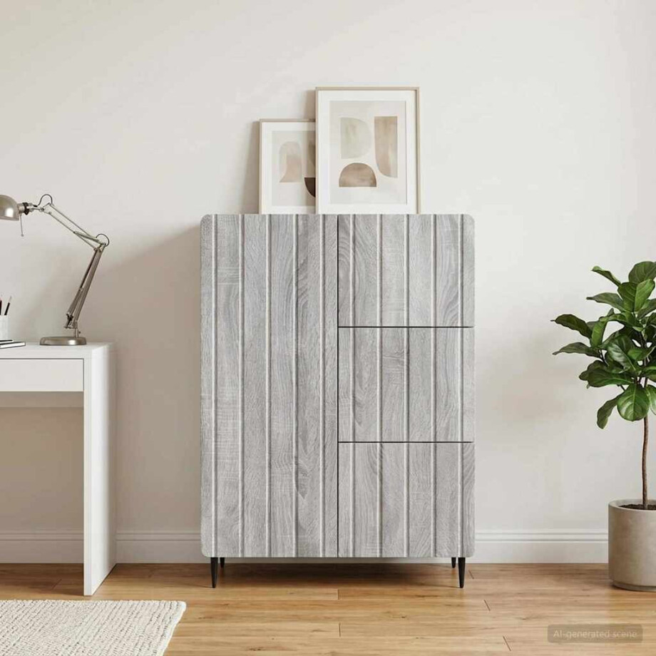vidaXL Dressoir met lade Grijs sonoma 66 x 34,5 x 91,5 cm Bewerkt hout vidaXL Dressoir met lade Grijs sonoma 66 x 34,5 x 91,5 cm Bewerkt hout afbeelding 1