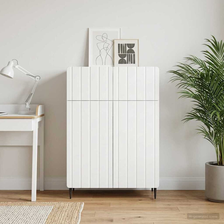vidaXL Dressoir met lade Wit 66 x 34,5 x 92 cm Bewerkt hout vidaXL Dressoir met lade Wit 66 x 34,5 x 92 cm Bewerkt hout afbeelding 1