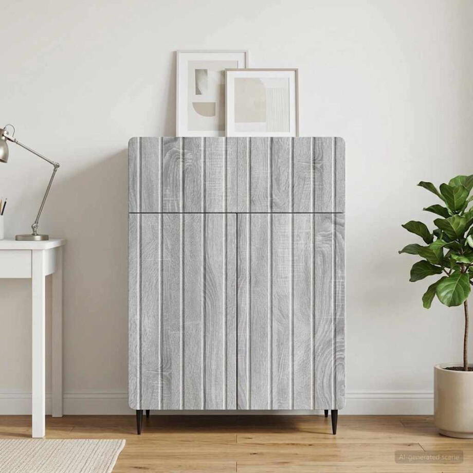 vidaXL Dressoir met lade Grijs sonoma 66 x 34,5 x 92 cm Bewerkt hout vidaXL Dressoir met lade Grijs sonoma 66 x 34,5 x 92 cm Bewerkt hout afbeelding 1