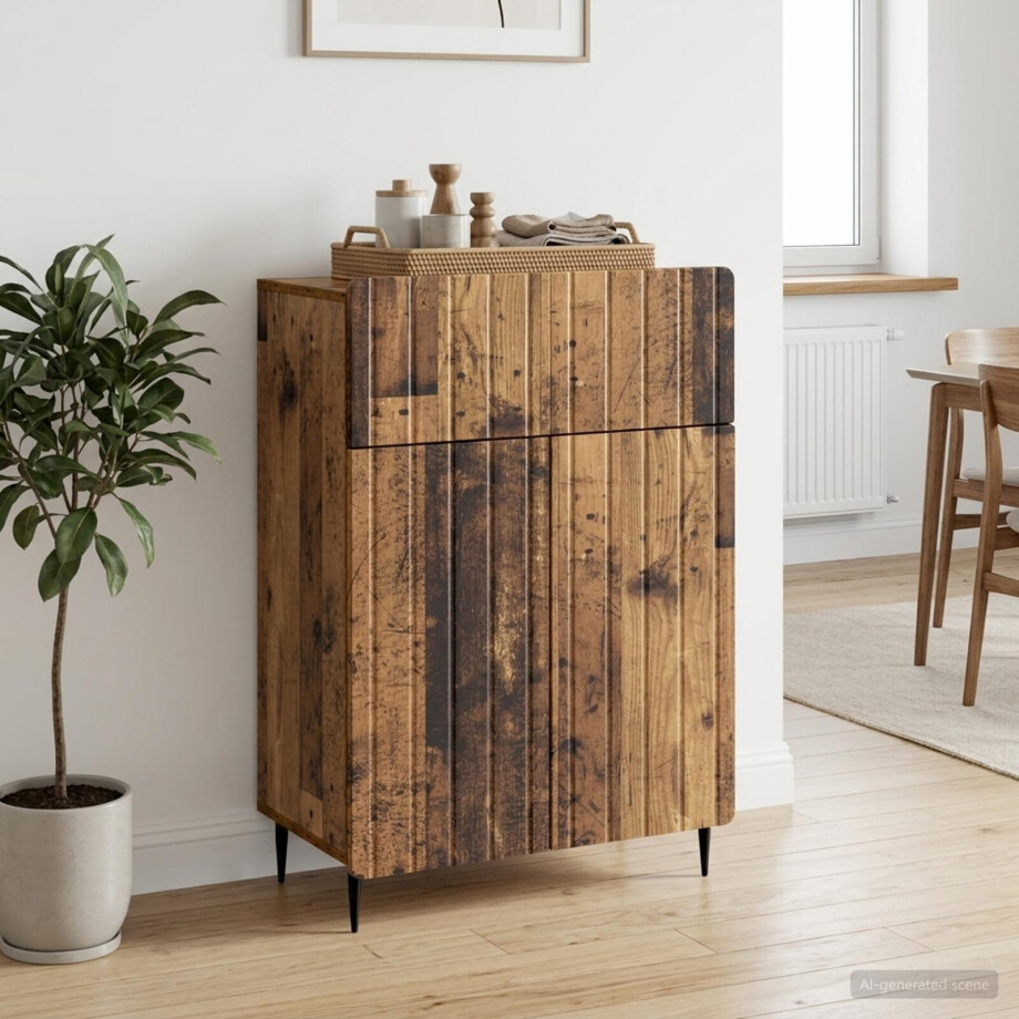 vidaXL Dressoir met lade Oud hout 66 x 34,5 x 92 cm Bewerkt hout vidaXL Dressoir met lade Oud hout 66 x 34,5 x 92 cm Bewerkt hout afbeelding 1
