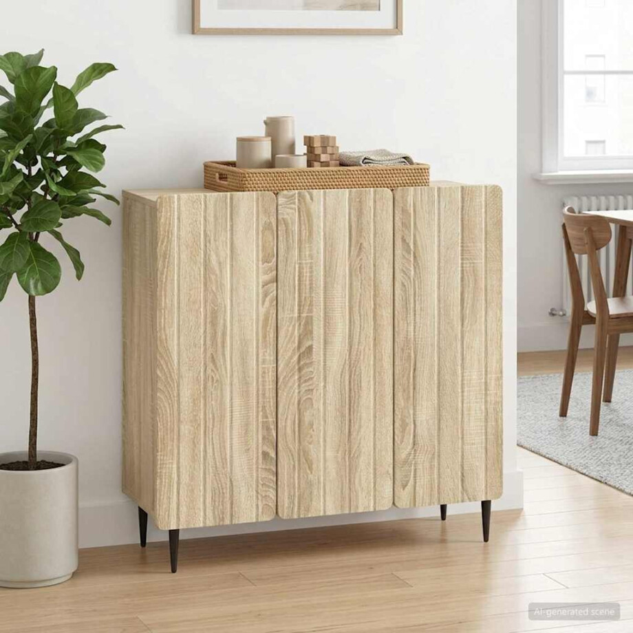 vidaXL Dressoir Sonoma Eiken 89 x 34,5 x 82 cm Bewerkt hout vidaXL Dressoir Sonoma Eiken 89 x 34,5 x 82 cm Bewerkt hout afbeelding 1