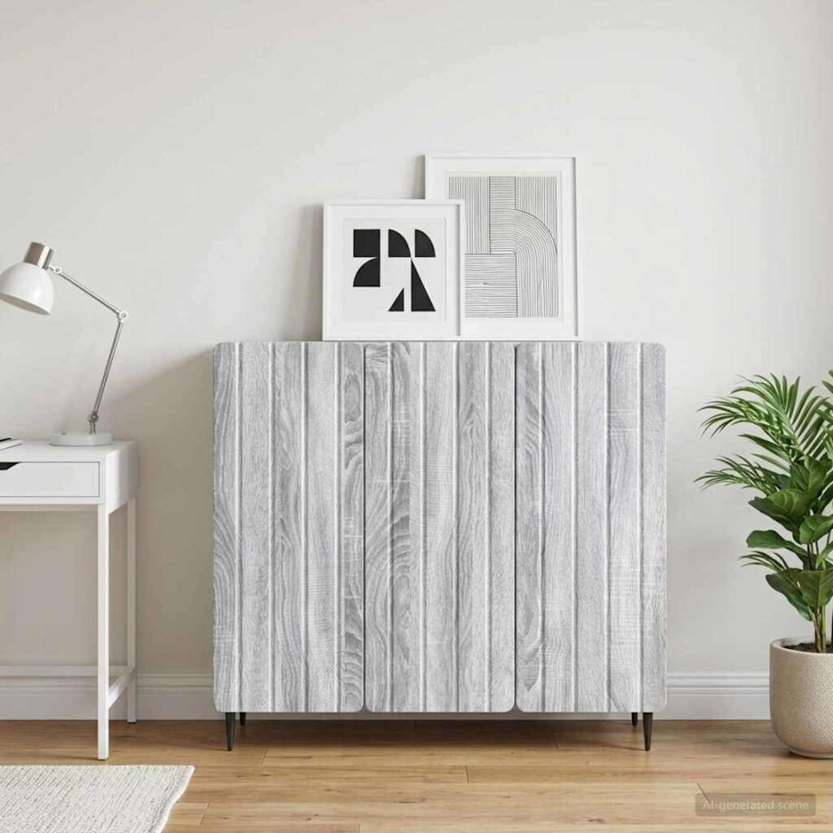 vidaXL Dressoir Grijs sonoma 89 x 34,5 x 82 cm Bewerkt hout afbeelding 1