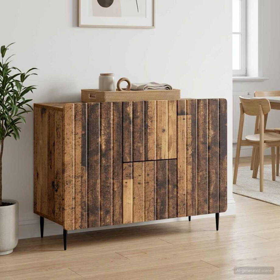 vidaXL Dressoir met lade Oud hout 89 x 34,5 x 62 cm Bewerkt hout vidaXL Dressoir met lade Oud hout 89 x 34,5 x 62 cm Bewerkt hout afbeelding 1