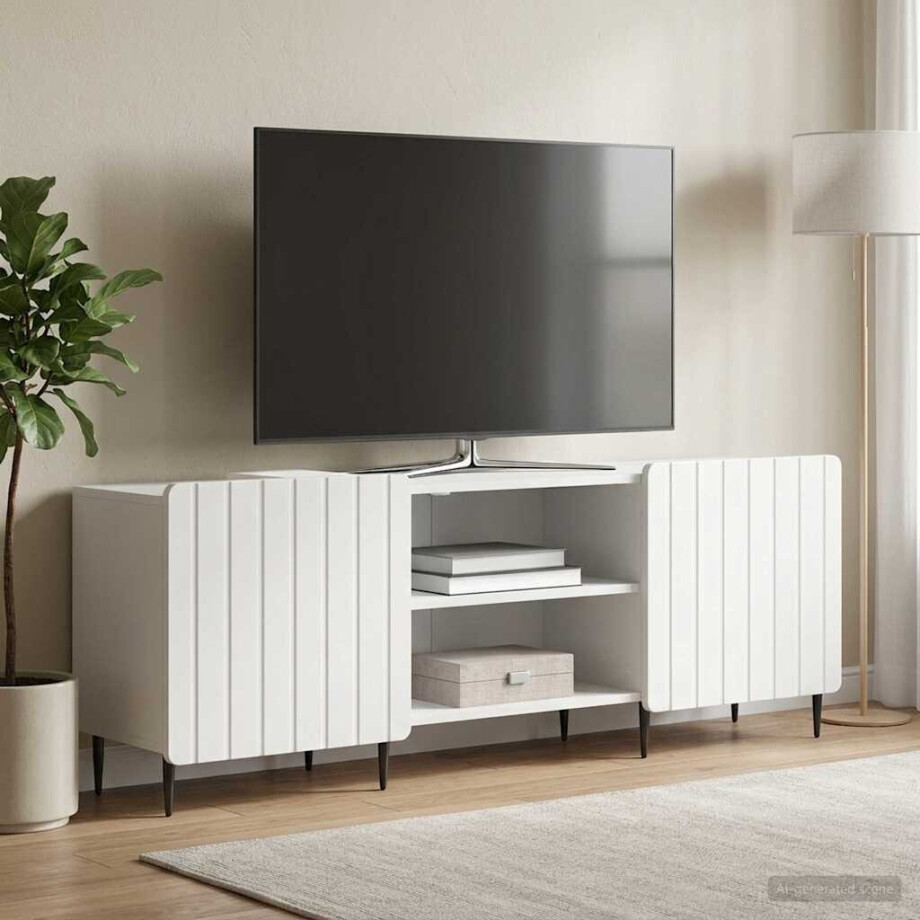 vidaXL TV-kast Wit 150 x 31 x 52 cm Bewerkt hout vidaXL TV-kast Wit 150 x 31 x 52 cm Bewerkt hout afbeelding 1