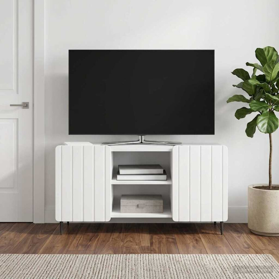 vidaXL TV-kast Hoogglans Wit 102 x 34,5 x 52 cm Bewerkt hout vidaXL TV-kast Hoogglans Wit 102 x 34,5 x 52 cm Bewerkt hout afbeelding 1