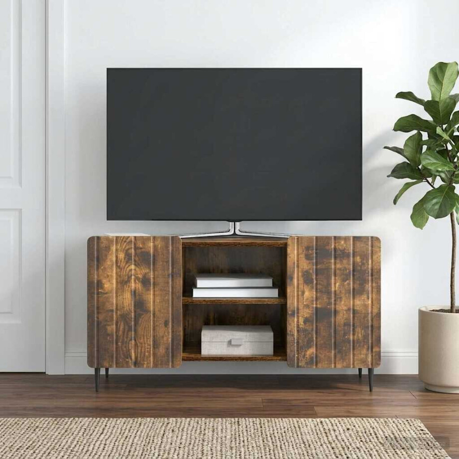 vidaXL TV-kast Gerookt eiken 102 x 34,5 x 52 cm Bewerkt hout vidaXL TV-kast Gerookt eiken 102 x 34,5 x 52 cm Bewerkt hout afbeelding 1
