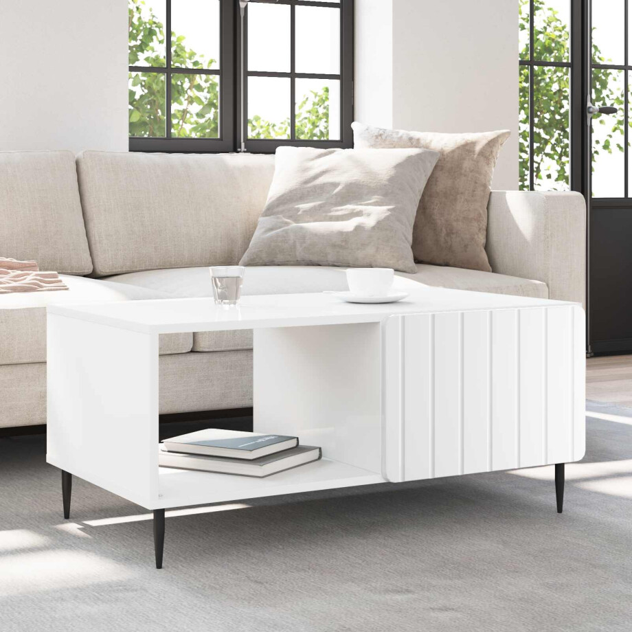 vidaXL Salontafel Wit 90 x 50 x 40 cm Bewerkt hout afbeelding 1