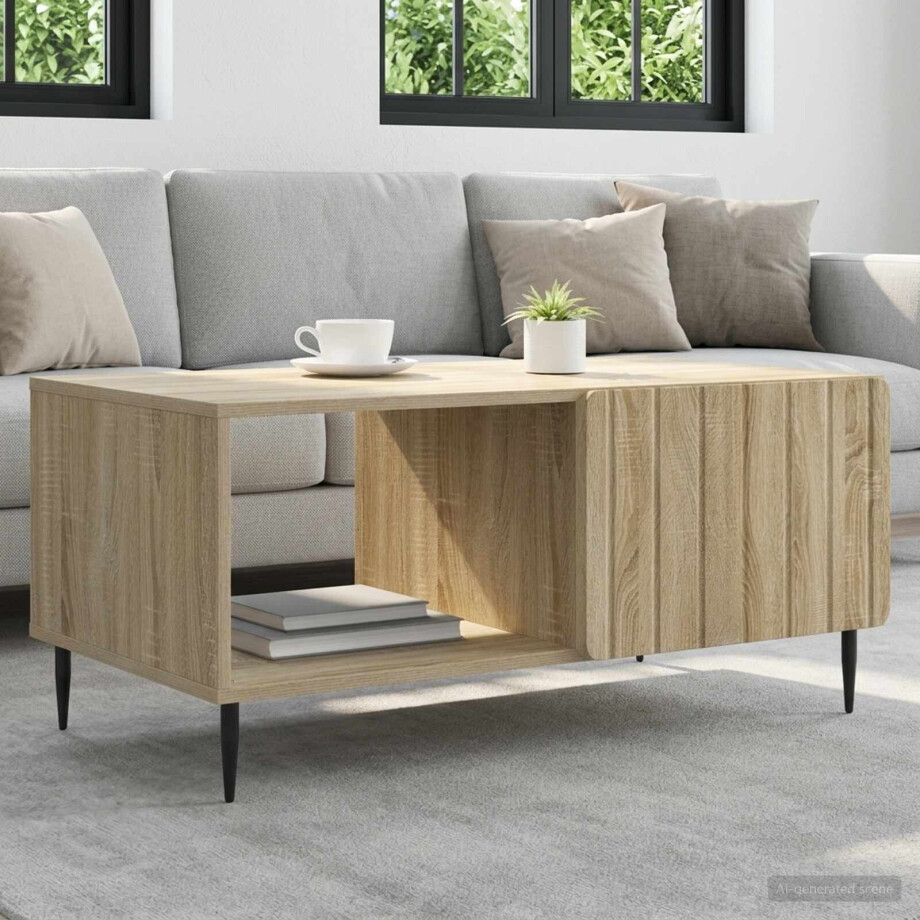 vidaXL Salontafel Sonoma Eiken 90 x 50 x 40 cm Bewerkt hout vidaXL Salontafel Sonoma Eiken 90 x 50 x 40 cm Bewerkt hout afbeelding 1