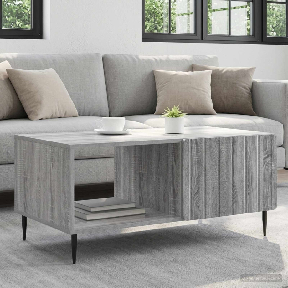 vidaXL Salontafel Grijs Sonoma 90 x 50 x 40 cm Bewerkt hout afbeelding 1