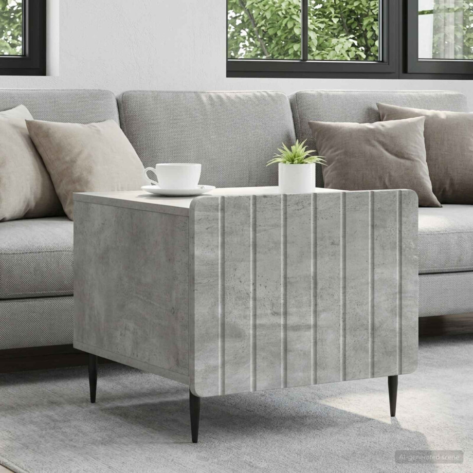 vidaXL Salontafel met lade Betongrijs 49 x 50 x 42 cm Bewerkt hout afbeelding 1