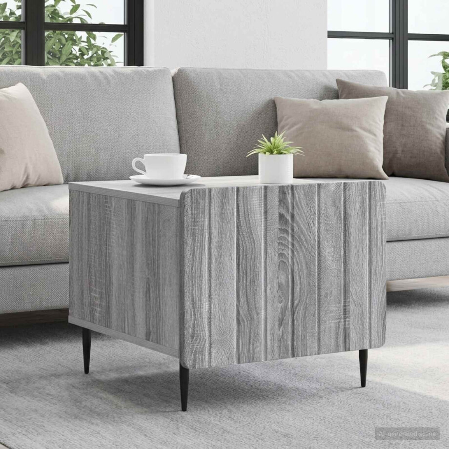 vidaXL Salontafel met lade Grijs sonoma 49 x 50 x 42 cm Bewerkt hout afbeelding 1