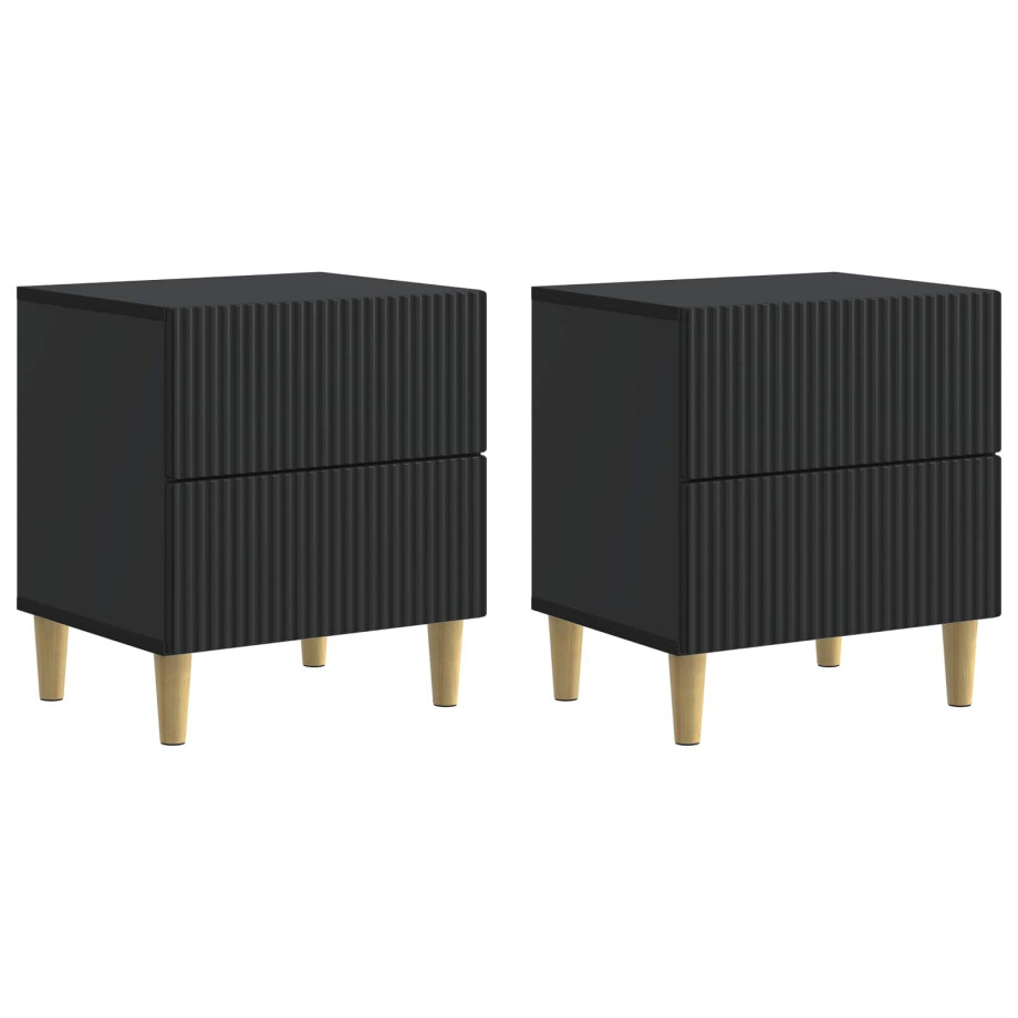 vidaXL Nachtkastje met lade 2 pcs Zwart 43 x 34,5 x 48 cm Bewerkt hout afbeelding 1