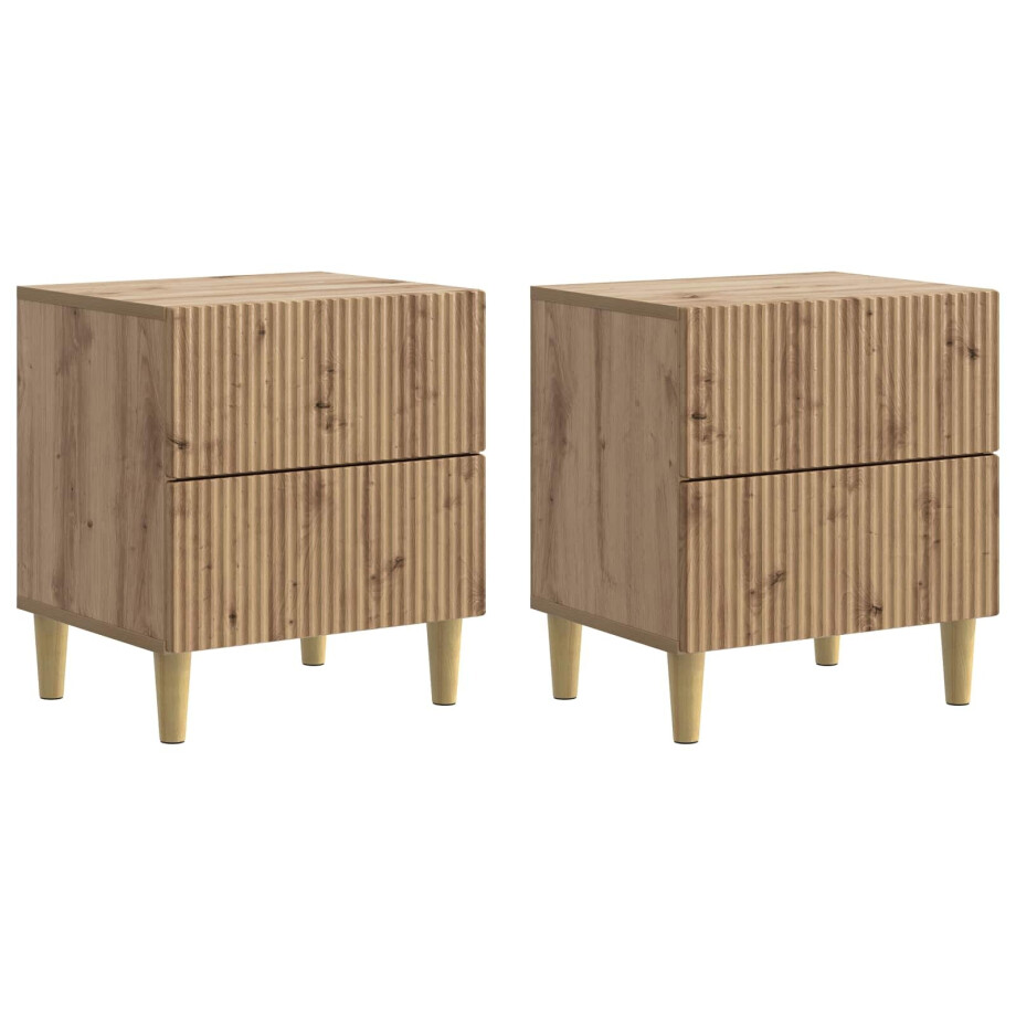 vidaXL Nachtkastje met lade 2 pcs Artisanaal eiken 43 x 34,5 x 48 cm afbeelding 1