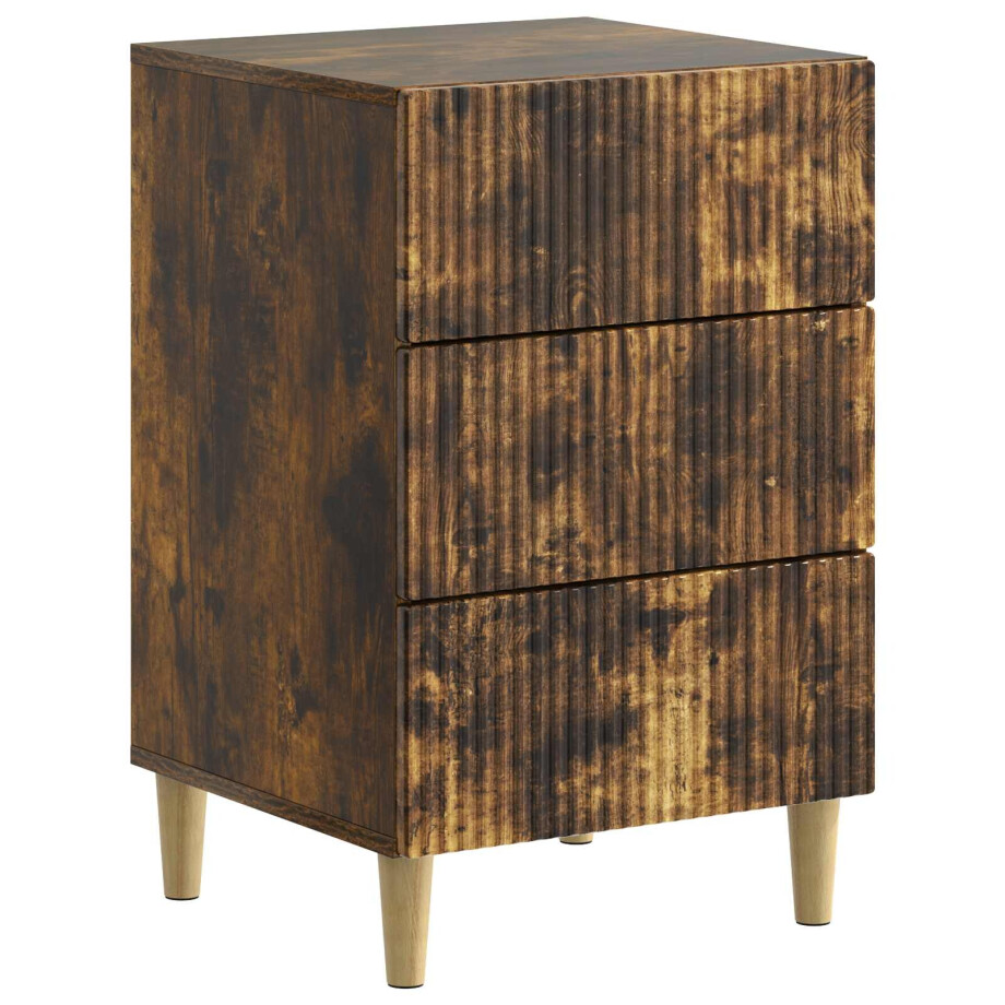 vidaXL Nachtkastje Gerookt eiken 43 x 41 x 66,5 cm Bewerkt hout afbeelding 1