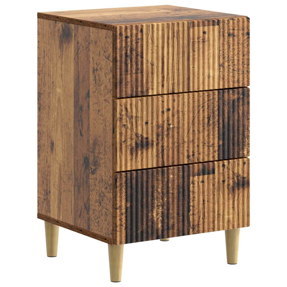 vidaXL Nachtkastje met lade Oud hout 43 x 41 x 66,5 cm Bewerkt hout afbeelding 1