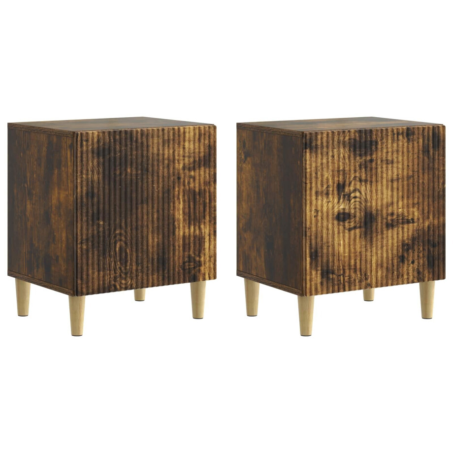 vidaXL Nachtkastje 2 pcs Gerookt eiken 43 x 34,5 x 50 cm Bewerkt hout afbeelding 1