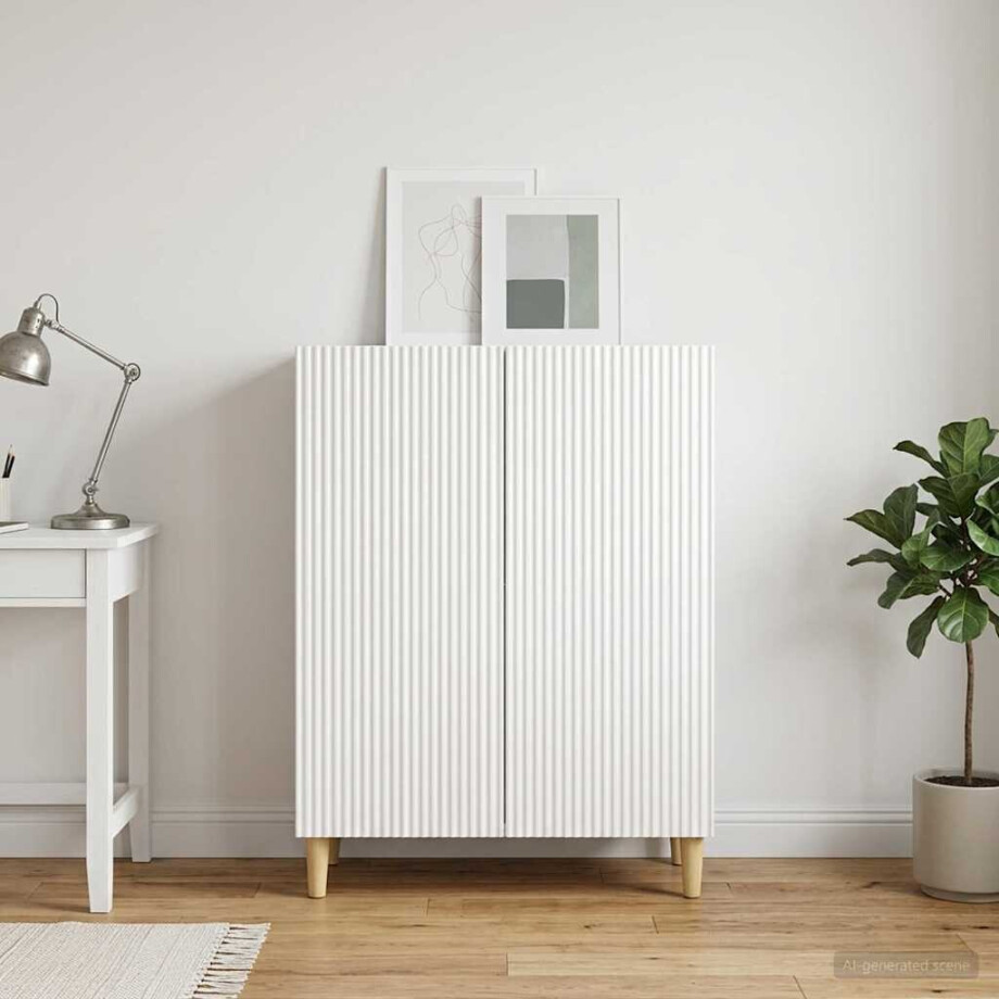 vidaXL Dressoir Hoogglans Wit 66 x 34,5 x 90 cm Bewerkt hout afbeelding 1