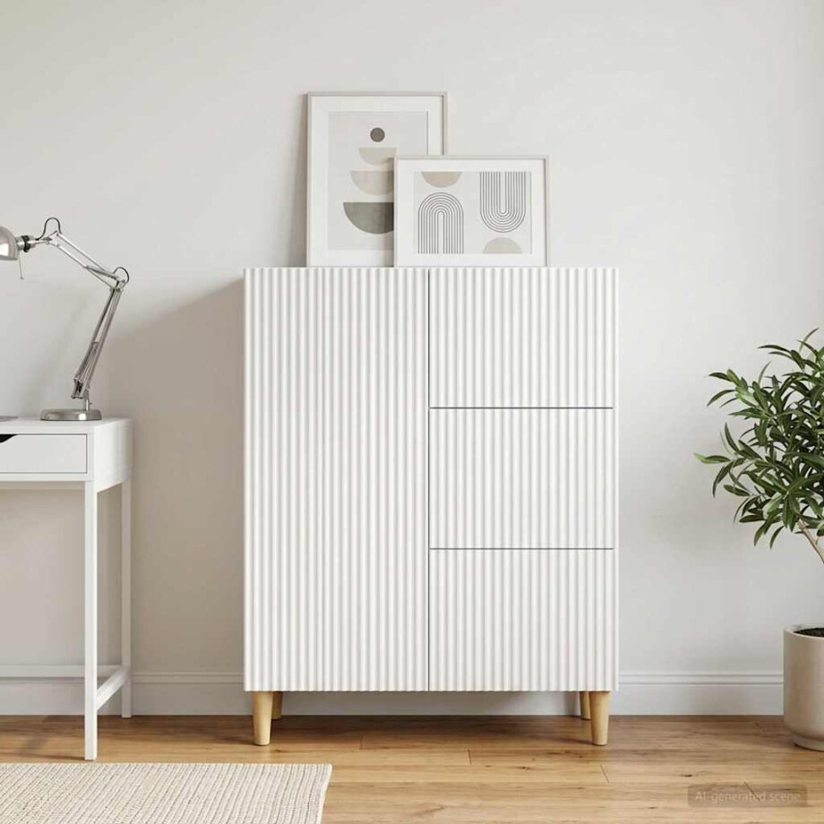 vidaXL Dressoir met lade Wit 66 x 34,5 x 90 cm Bewerkt hout vidaXL Dressoir met lade Wit 66 x 34,5 x 90 cm Bewerkt hout afbeelding 1