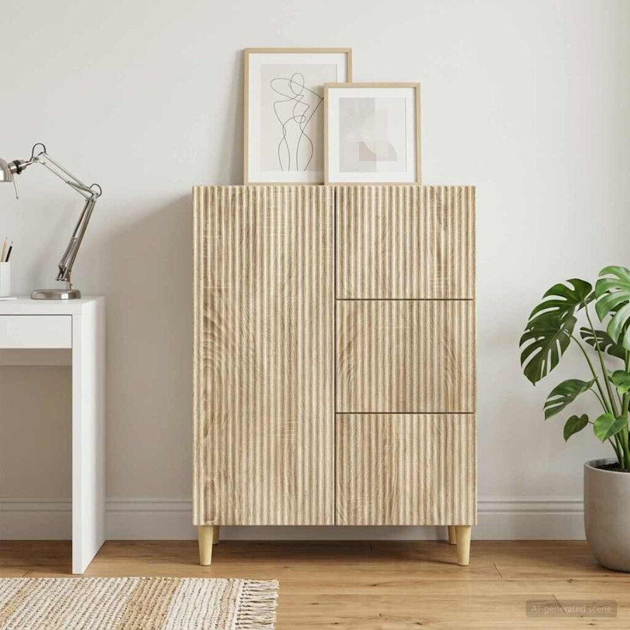 vidaXL Dressoir met lade Sonoma Eiken 66 x 34,5 x 90 cm Bewerkt hout vidaXL Dressoir met lade Sonoma Eiken 66 x 34,5 x 90 cm Bewerkt hout afbeelding 1