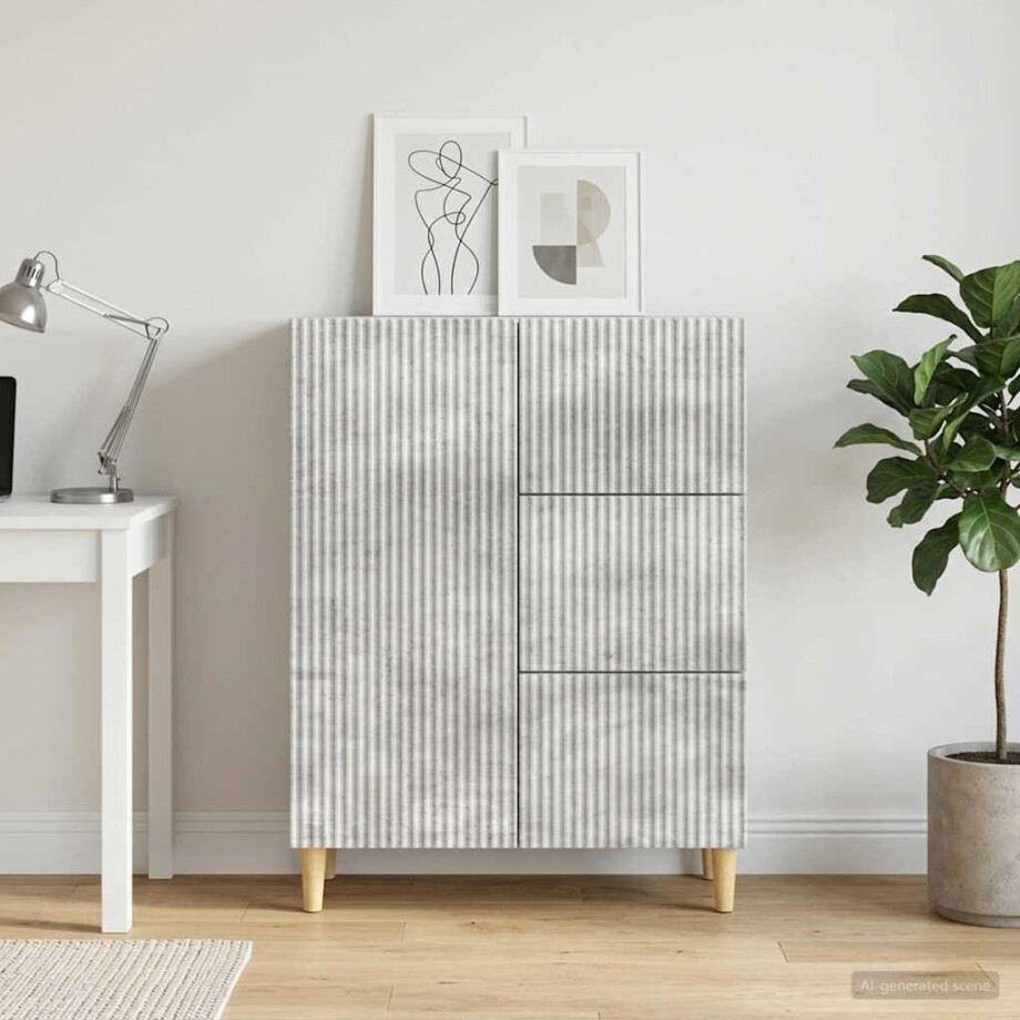 vidaXL Dressoir met lade Betongrijs 66 x 34,5 x 90 cm Bewerkt hout vidaXL Dressoir met lade Betongrijs 66 x 34,5 x 90 cm Bewerkt hout afbeelding 1