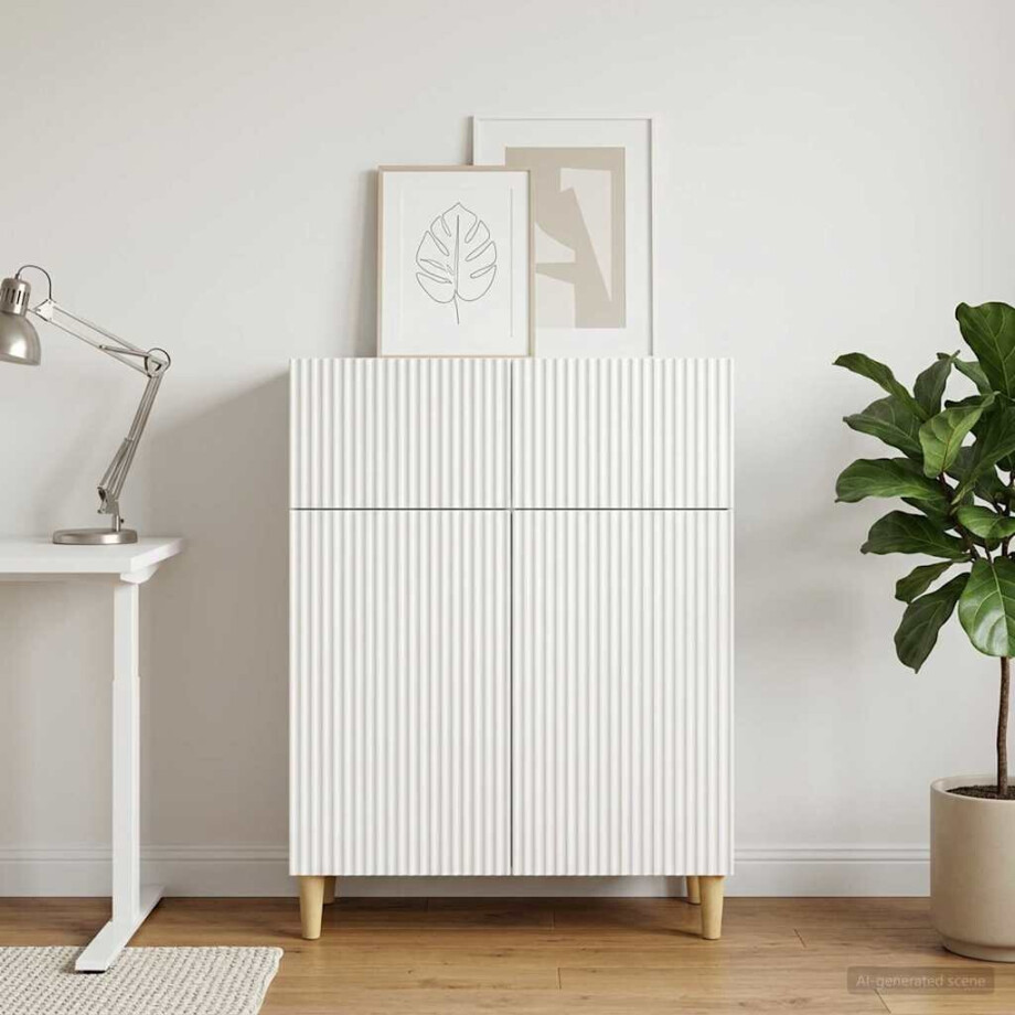 vidaXL Dressoir met lade Wit 66 x 34,5 x 90 cm Bewerkt hout vidaXL Dressoir met lade Wit 66 x 34,5 x 90 cm Bewerkt hout afbeelding 1