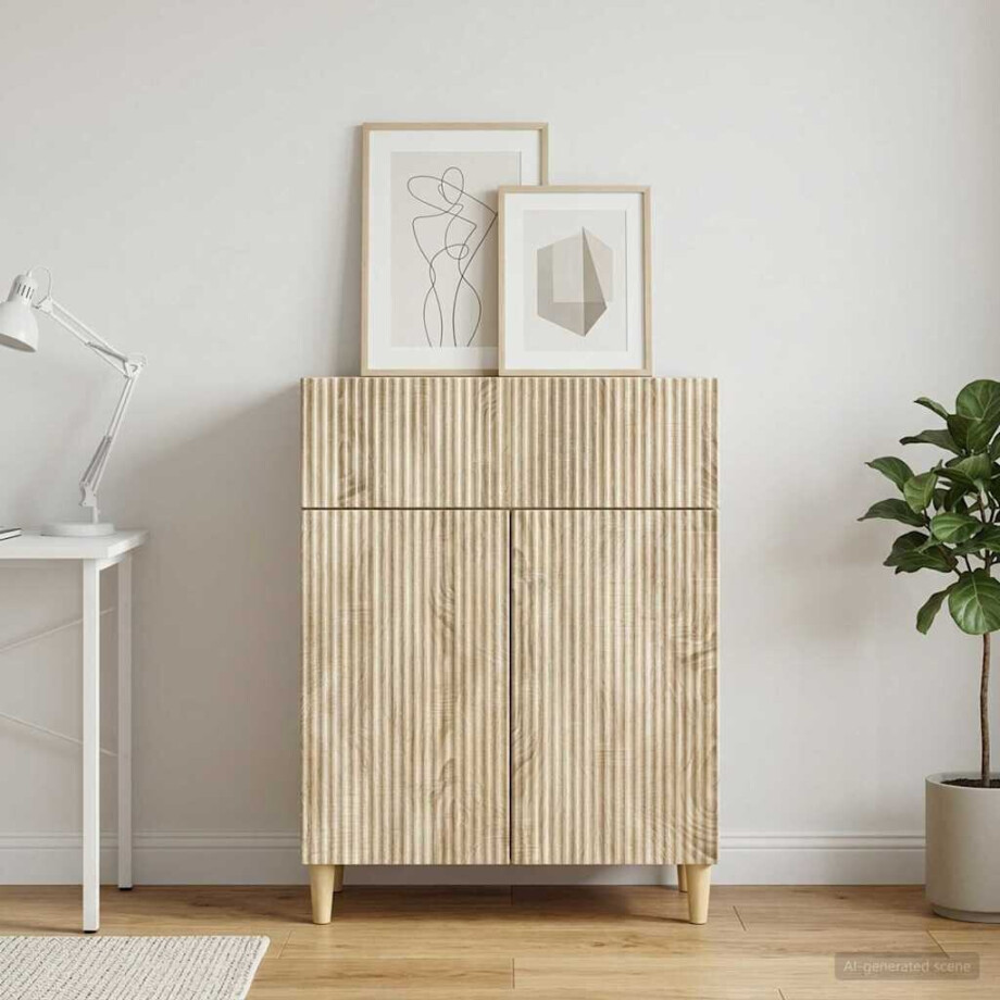 vidaXL Dressoir met lade Sonoma Eiken 66 x 34,5 x 90 cm Bewerkt hout vidaXL Dressoir met lade Sonoma Eiken 66 x 34,5 x 90 cm Bewerkt hout afbeelding 1