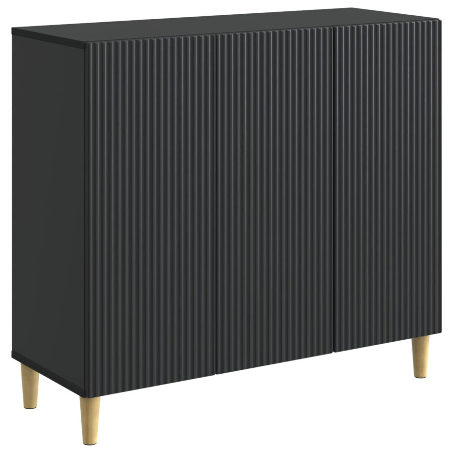vidaXL Dressoir Zwart 89 x 34,5 x 80 cm Bewerkt hout vidaXL Dressoir Zwart 89 x 34,5 x 80 cm Bewerkt hout afbeelding 1