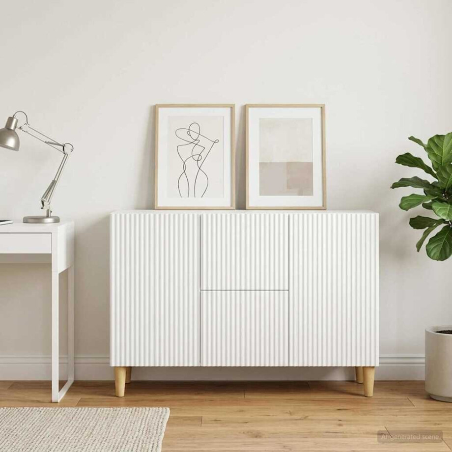 vidaXL Dressoir met lade Wit 89 x 34,5 x 60 cm Bewerkt hout vidaXL Dressoir met lade Wit 89 x 34,5 x 60 cm Bewerkt hout afbeelding 1