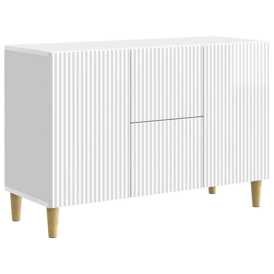 vidaXL Dressoir met lade Hoogglans Wit 89 x 34,5 x 60 cm Bewerkt hout afbeelding 1