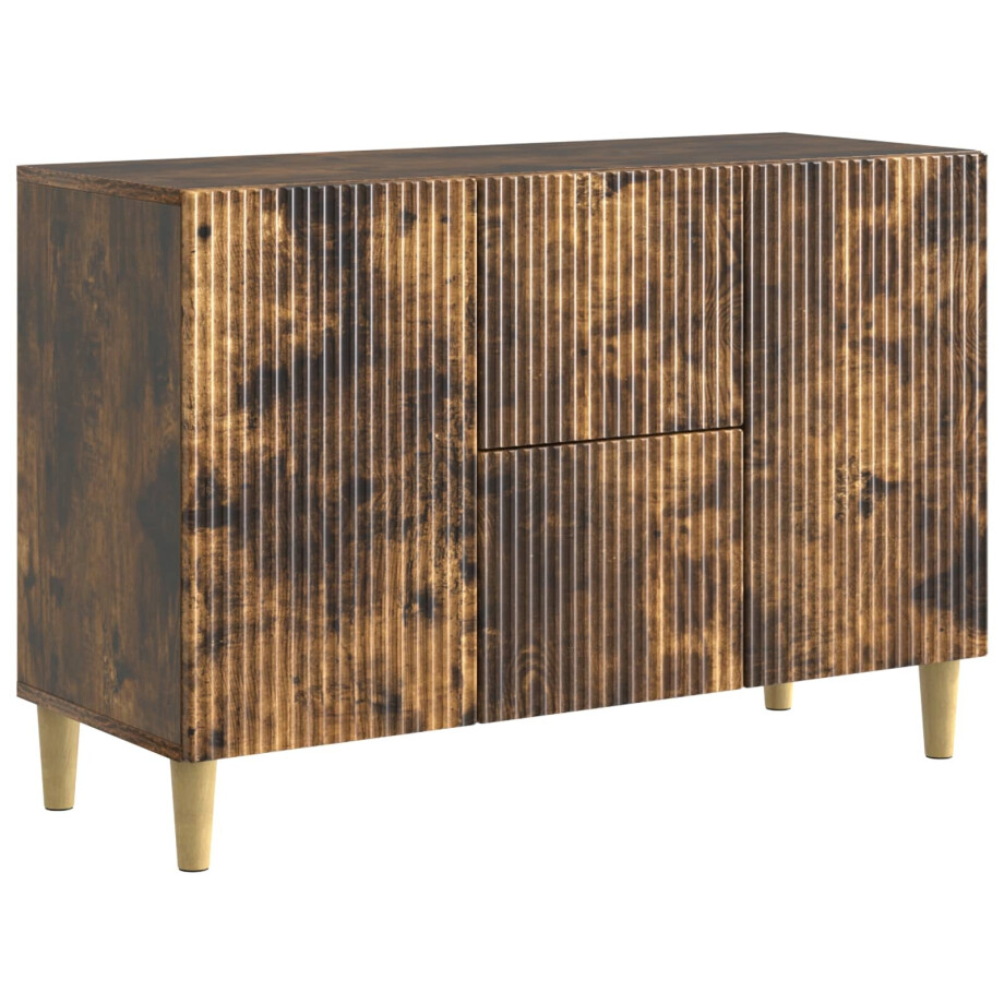 vidaXL Dressoir met lade Gerookt eiken 89 x 34,5 x 60 cm Bewerkt hout afbeelding 1