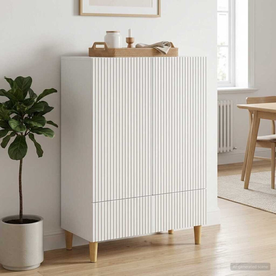 vidaXL Dressoir met lade Wit 66 x 34,5 x 95 cm Bewerkt hout vidaXL Dressoir met lade Wit 66 x 34,5 x 95 cm Bewerkt hout afbeelding 1