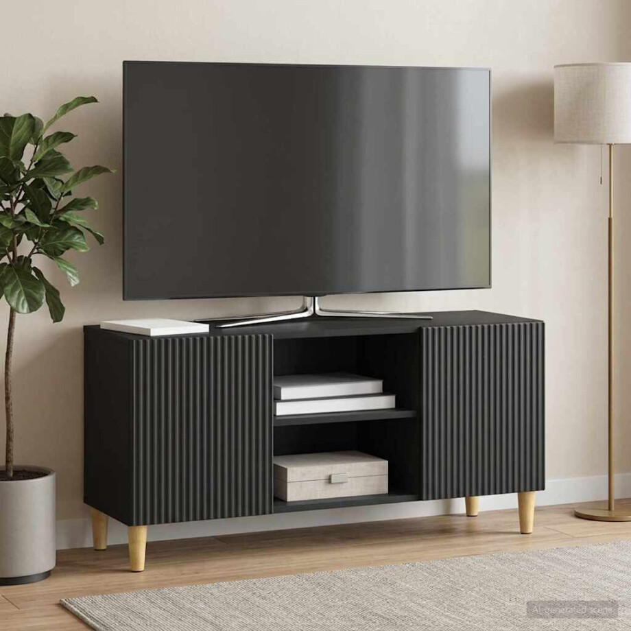 vidaXL TV-kast Zwart 102 x 34,5 x 50 cm Bewerkt hout vidaXL TV-kast Zwart 102 x 34,5 x 50 cm Bewerkt hout afbeelding 1