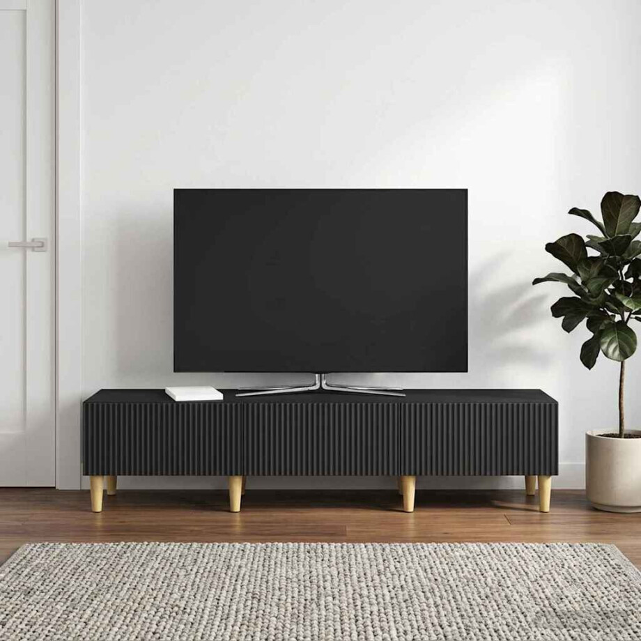 vidaXL TV-kast met lade Zwart 147 x 34,5 x 30 cm Bewerkt hout vidaXL TV-kast met lade Zwart 147 x 34,5 x 30 cm Bewerkt hout afbeelding 1
