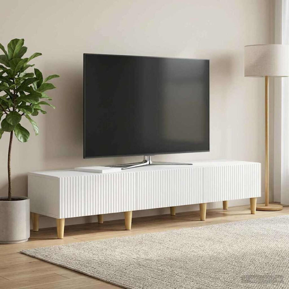 vidaXL TV-kast met lade Hoogglans Wit 147 x 34,5 x 30 cm Bewerkt hout vidaXL TV-kast met lade Hoogglans Wit 147 x 34,5 x 30 cm Bewerkt hout afbeelding 1