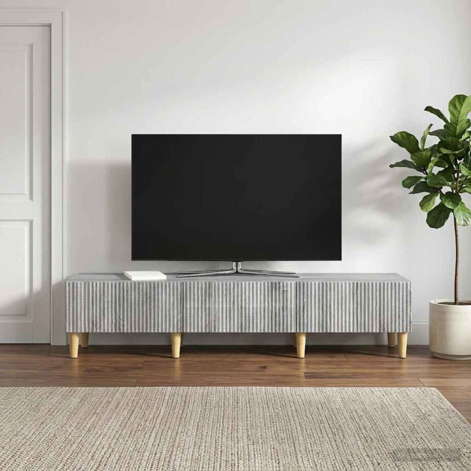 vidaXL TV-kast met lade Grijs sonoma 147 x 34,5 x 30 cm Bewerkt hout vidaXL TV-kast met lade Grijs sonoma 147 x 34,5 x 30 cm Bewerkt hout afbeelding 1