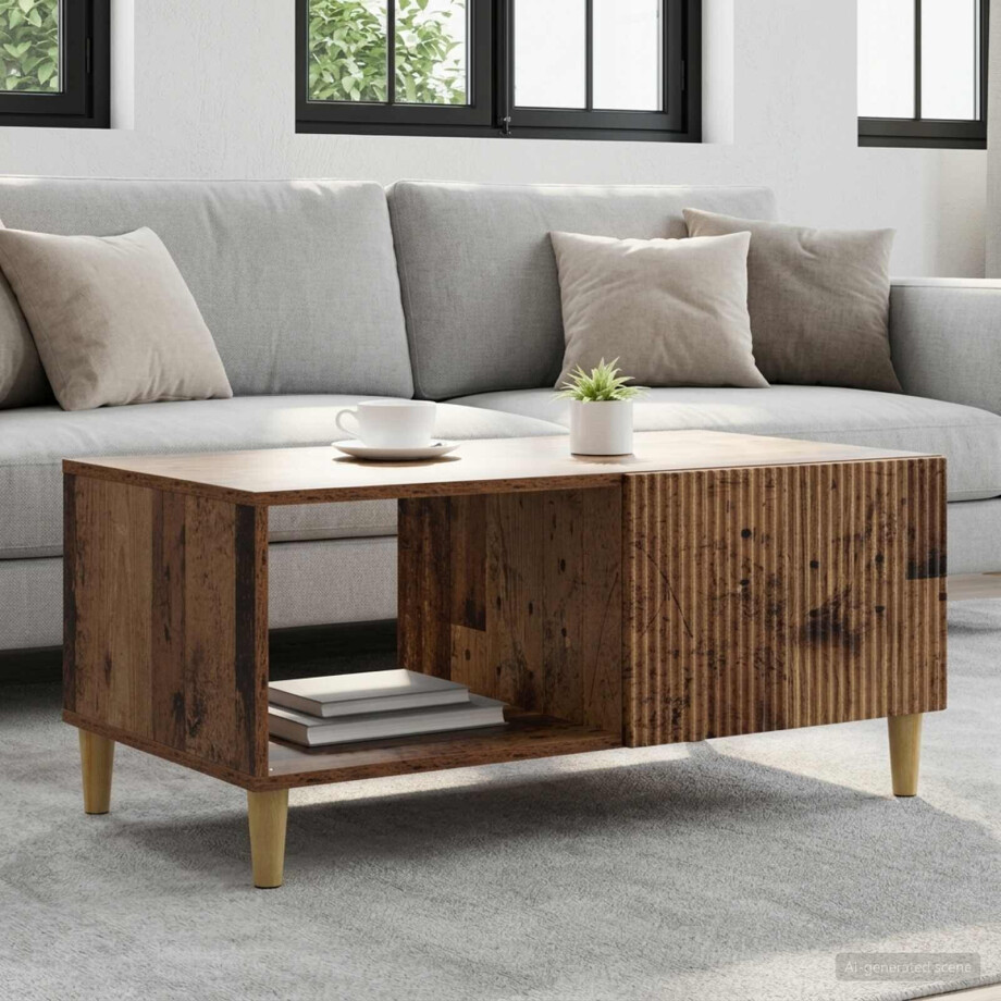vidaXL Salontafel Oud hout 90 x 50 x 40 cm Bewerkt hout vidaXL Salontafel Oud hout 90 x 50 x 40 cm Bewerkt hout afbeelding 1