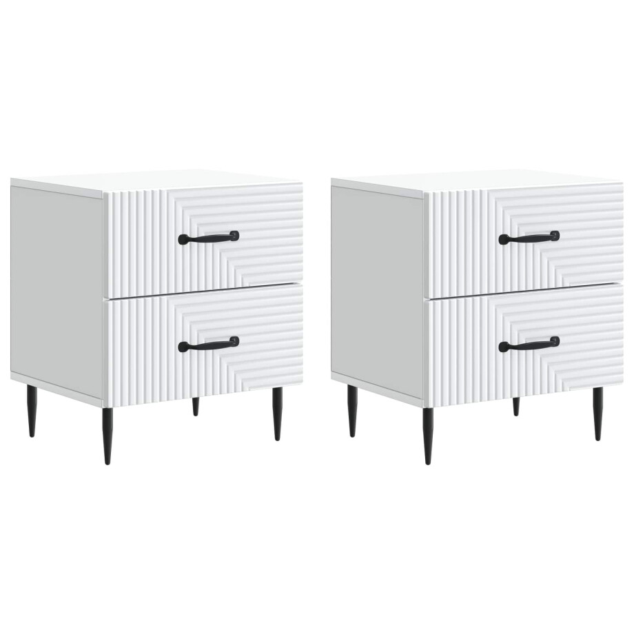 vidaXL Nachtkastje met lade 2 pcs Wit 43 x 34,5 x 47,5 cm Bewerkt hout vidaXL Nachtkastje met lade 2 pcs Wit 43 x 34,5 x 47,5 cm Bewerkt hout afbeelding 1