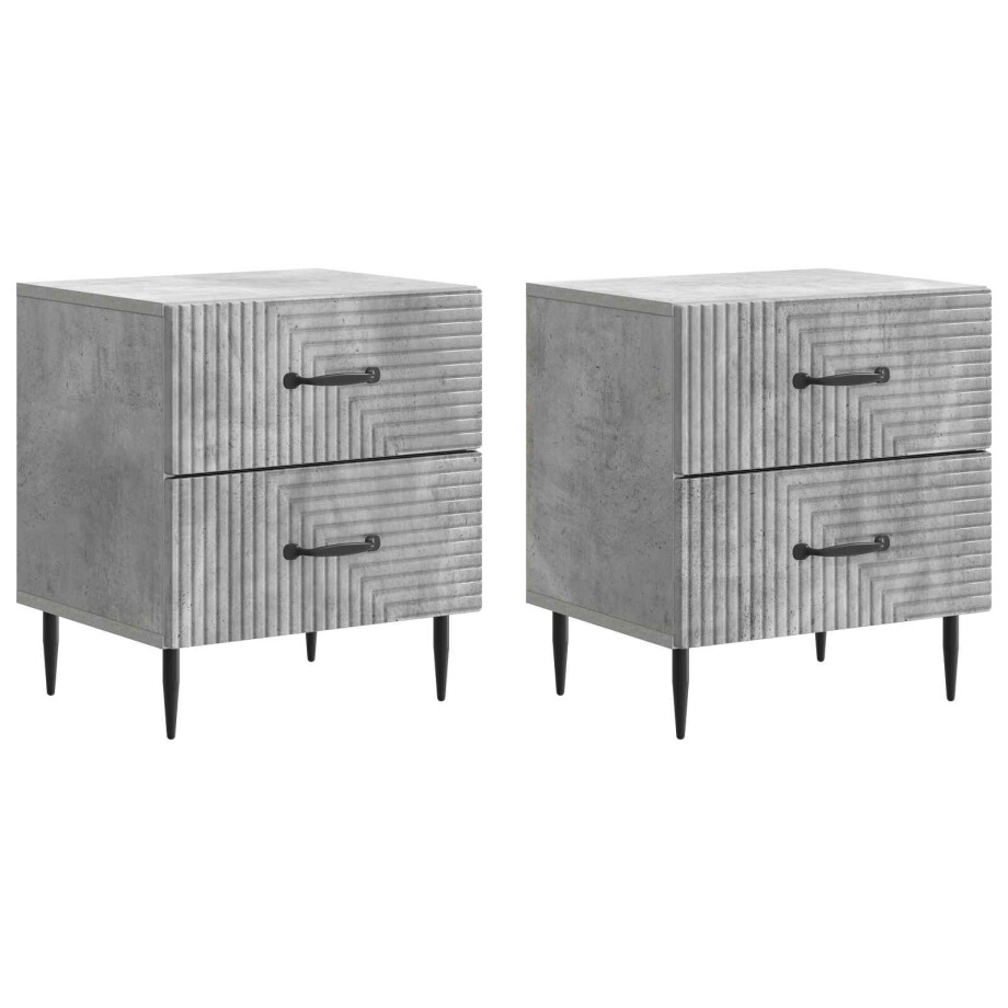 vidaXL Nachtkastje 2 pcs Betongrijs 43 x 34,5 x 47,5 cm Bewerkt hout vidaXL Nachtkastje 2 pcs Betongrijs 43 x 34,5 x 47,5 cm Bewerkt hout afbeelding 1