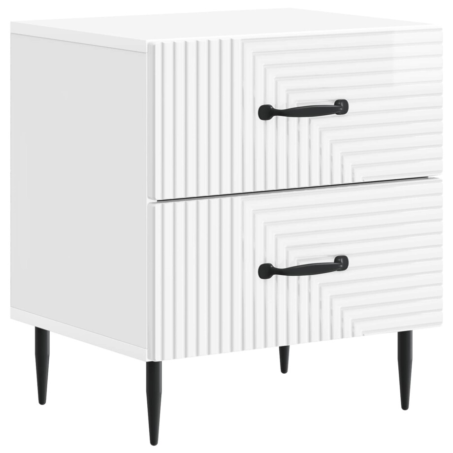 vidaXL Nachtkastje Hoogglans Wit 43 x 34,5 x 47,5 cm Bewerkt hout afbeelding 1